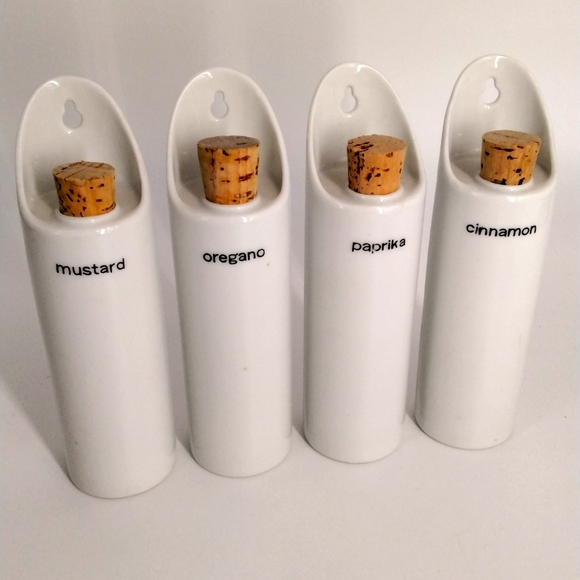 Vintage White Ceramic Spice Jars - Picture 1 of 3